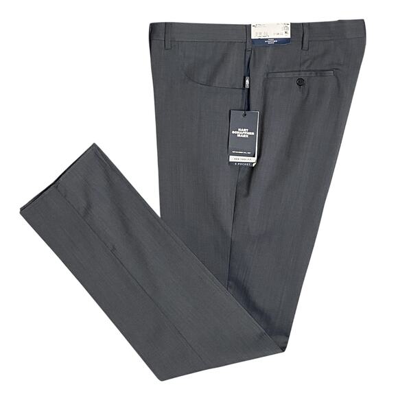 Hart Schaffner Marx Traveler Men's 44R Dress Pant New York Fit Wool Grey NEW - Picture 1 of 12
